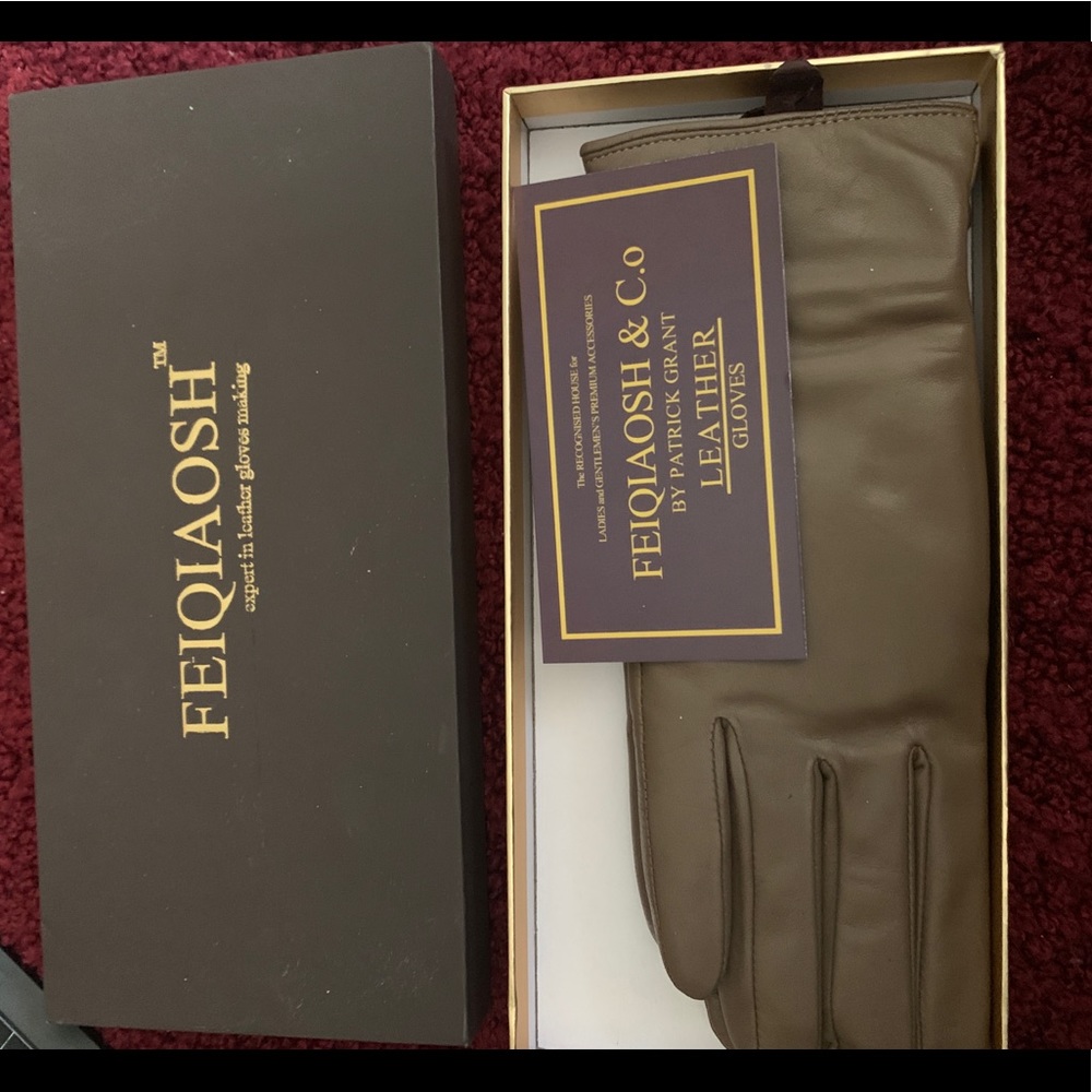 FEIQIAOSH Leather Gloves Cashmere Lined